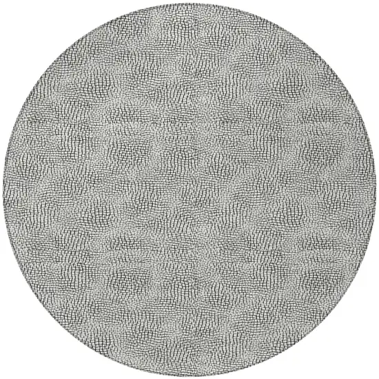 8' White And Black Round Geometric Washable Indoor Outdoor Area Rug Photo 6