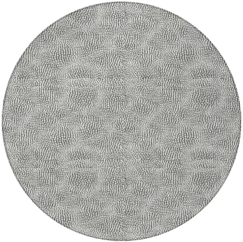 8' White And Black Round Geometric Washable Indoor Outdoor Area Rug Photo 6