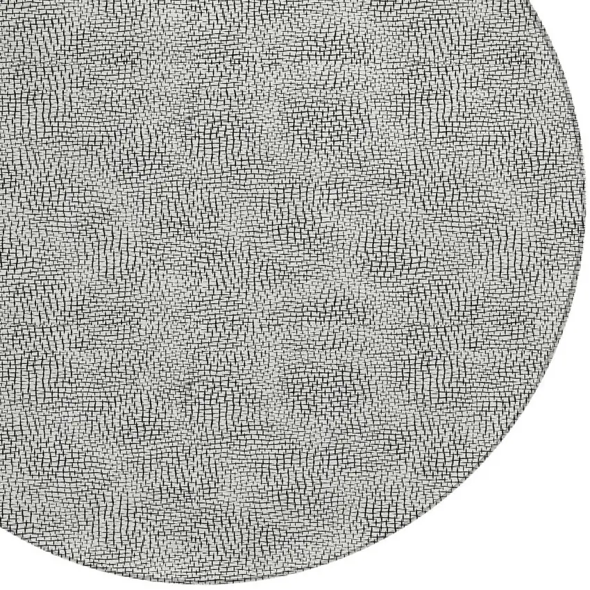 8' White And Black Round Geometric Washable Indoor Outdoor Area Rug Photo 5