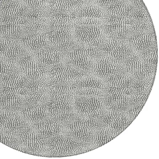 8' White And Black Round Geometric Washable Indoor Outdoor Area Rug Photo 5