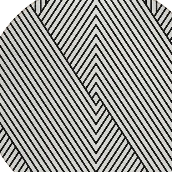8' White And Black Round Geometric Washable Indoor Outdoor Area Rug Photo 4
