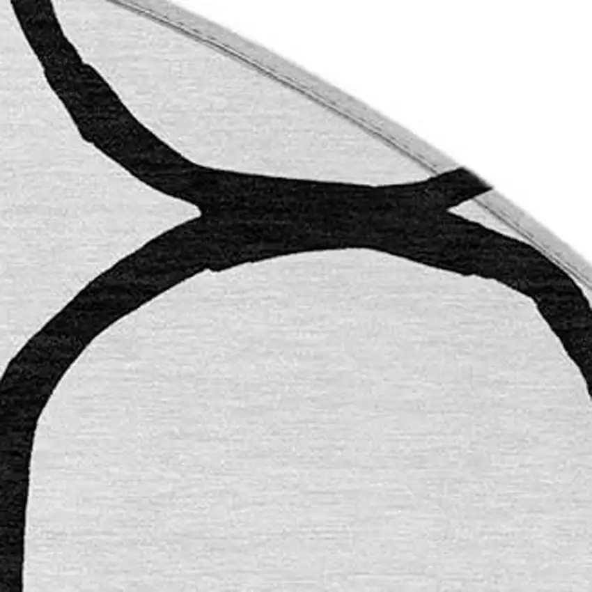 8' White And Black Round Geometric Washable Indoor Outdoor Area Rug Photo 5