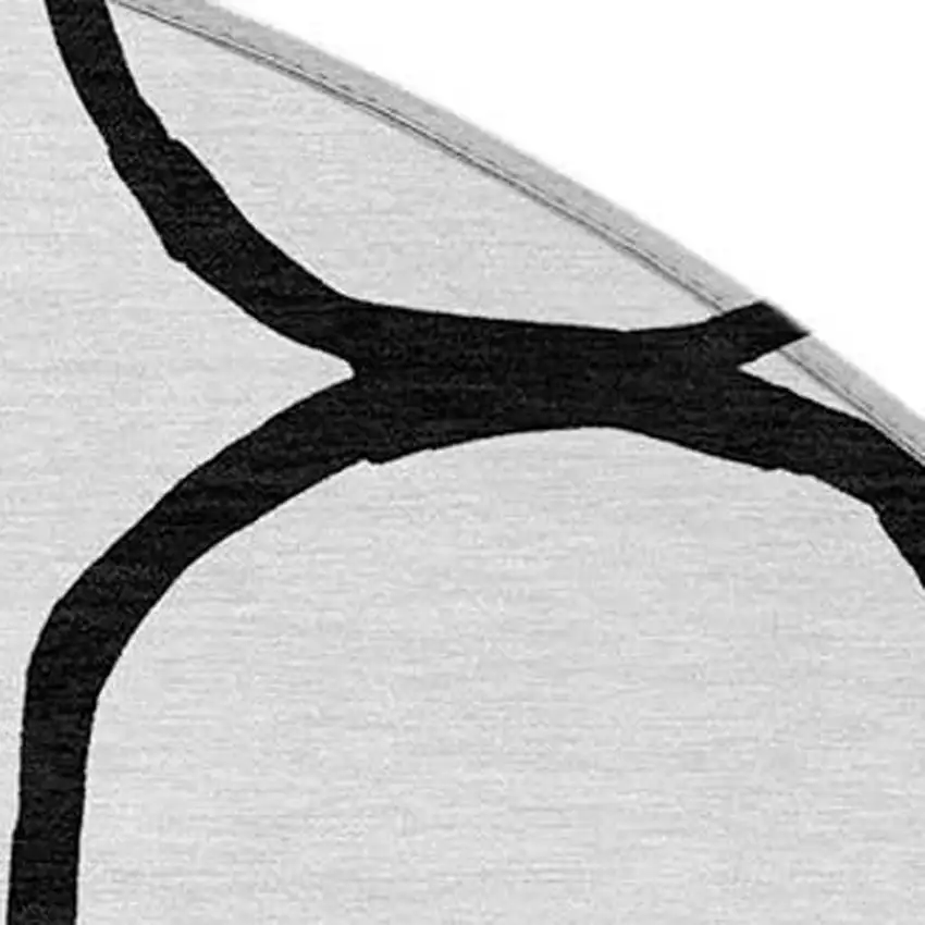 8' White And Black Round Geometric Washable Indoor Outdoor Area Rug Photo 4