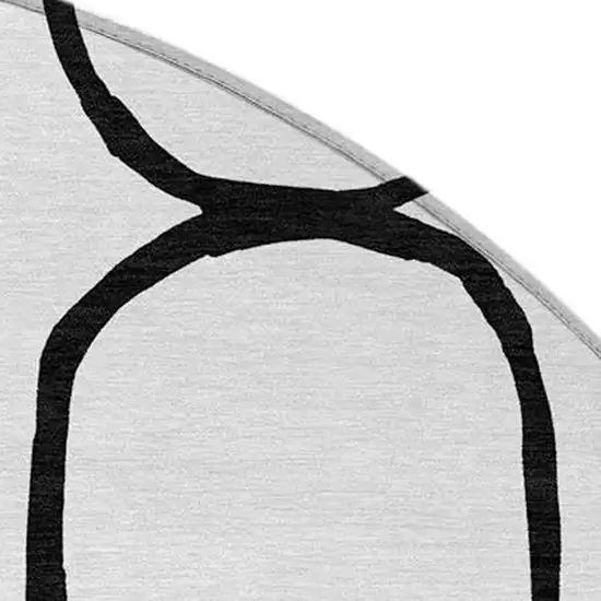 8' White And Black Round Geometric Washable Indoor Outdoor Area Rug Photo 7