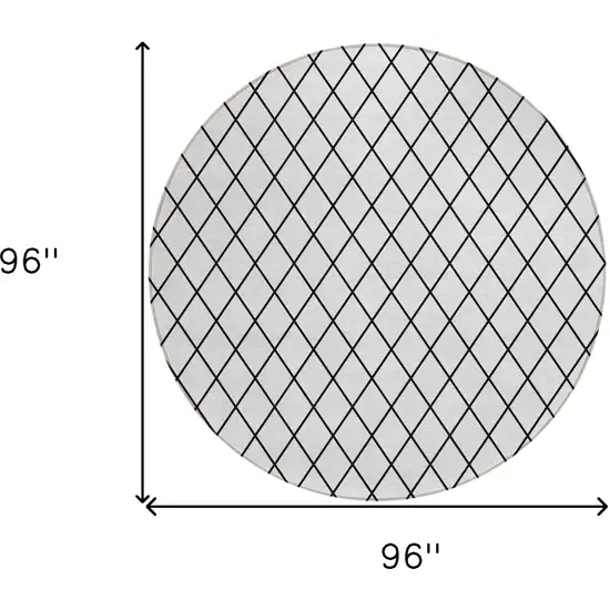 8' White And Black Round Geometric Washable Indoor Outdoor Area Rug Photo 3