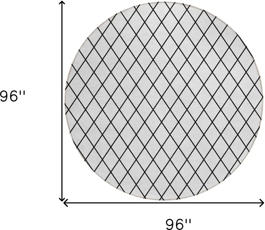 8' White And Black Round Geometric Washable Indoor Outdoor Area Rug Photo 3