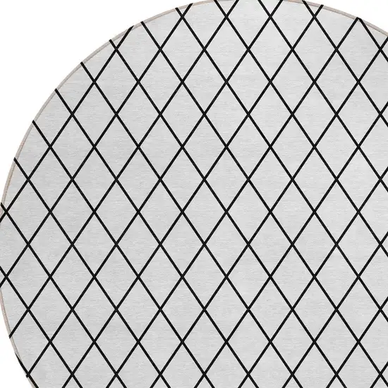 8' White And Black Round Geometric Washable Indoor Outdoor Area Rug Photo 6
