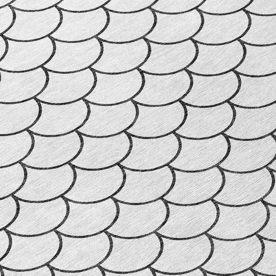 8' White And Black Round Geometric Washable Indoor Outdoor Area Rug Photo 7