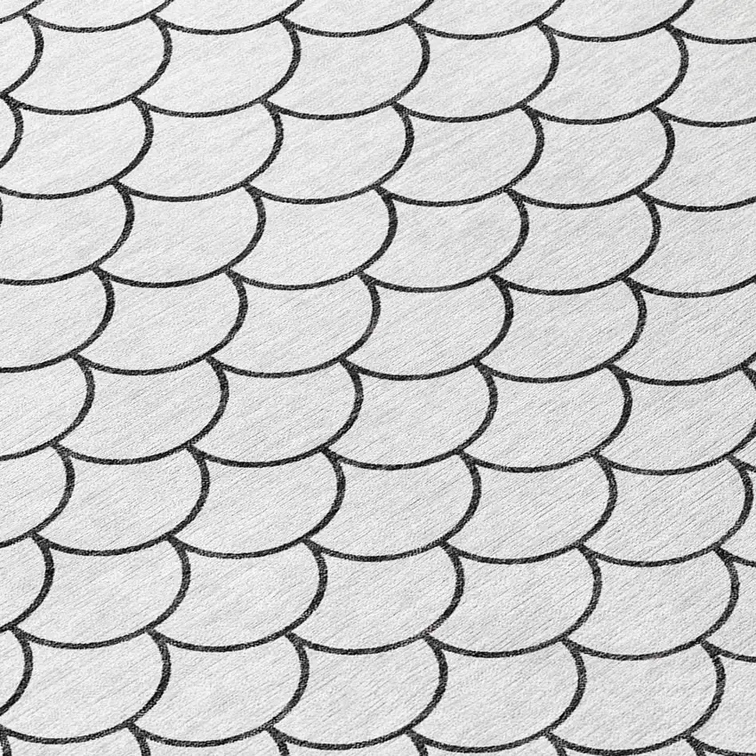 8' White And Black Round Geometric Washable Indoor Outdoor Area Rug Photo 7
