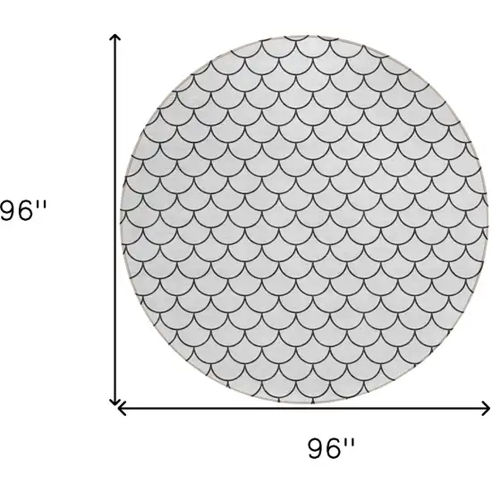 8' White And Black Round Geometric Washable Indoor Outdoor Area Rug Photo 3