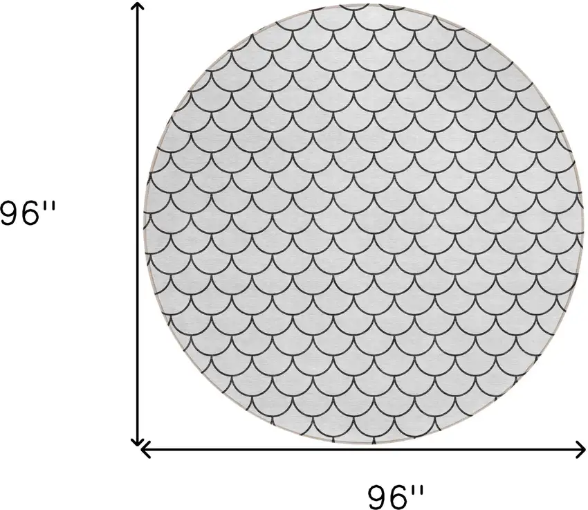 8' White And Black Round Geometric Washable Indoor Outdoor Area Rug Photo 3