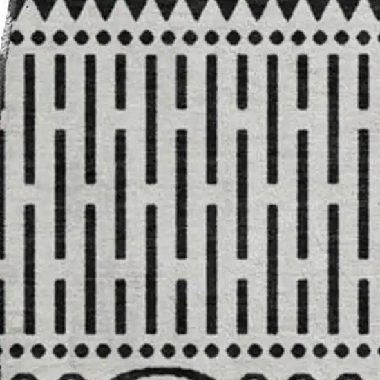 8' White And Black Striped Washable Round Rug With UV Protection Photo 3