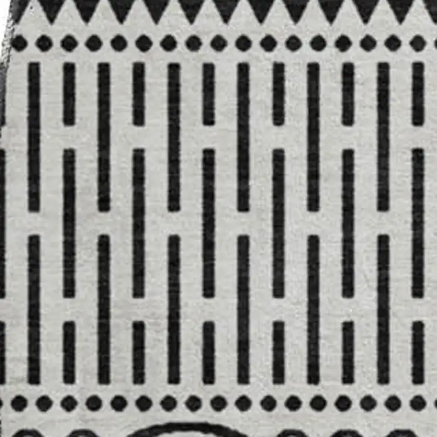 8' White And Black Striped Washable Round Rug With UV Protection Photo 3