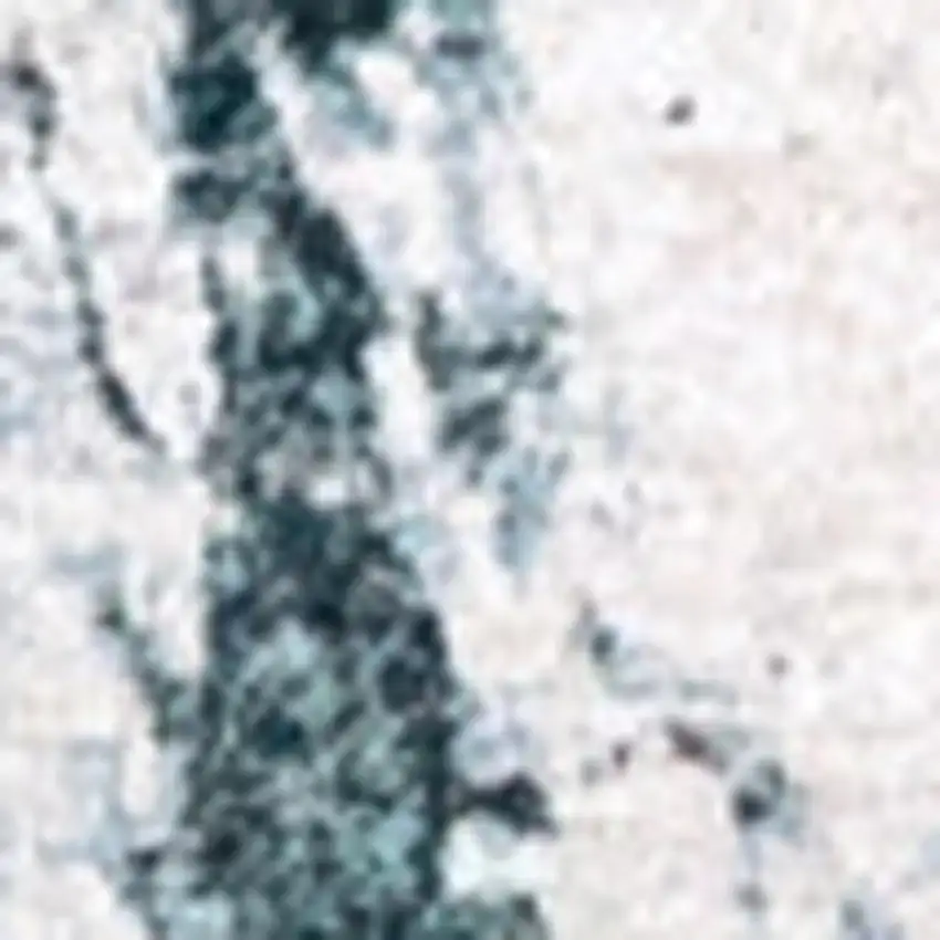 5' White And Blue Abstract Washable Round Rug With UV Protection Photo 3