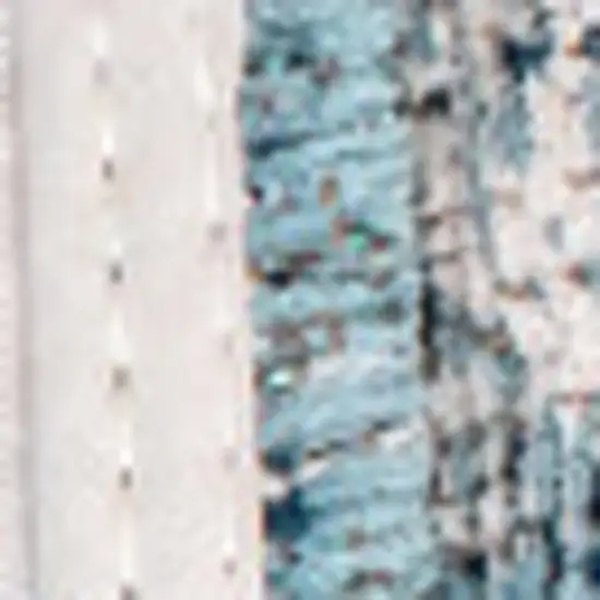 5' White And Blue Abstract Washable Round Rug With UV Protection Photo 7