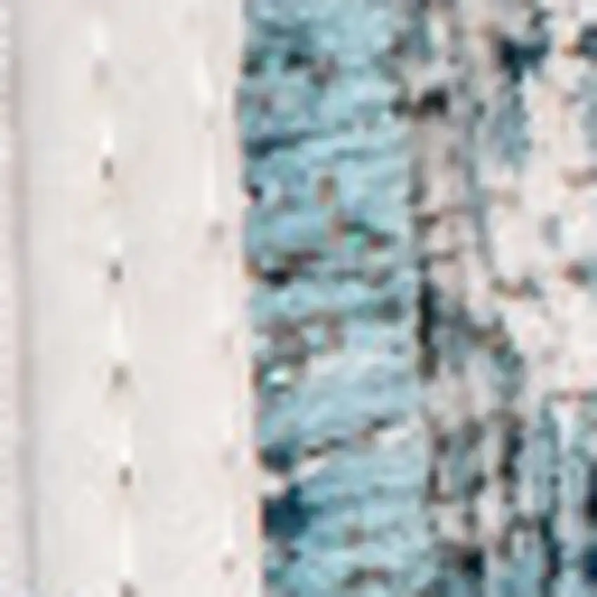 5' White And Blue Abstract Washable Round Rug With UV Protection Photo 7