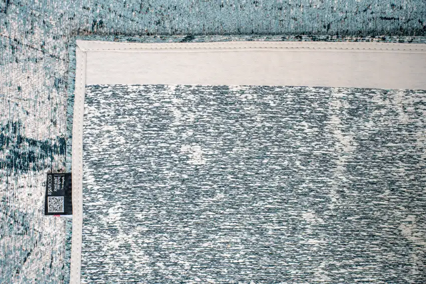 5' White And Blue Abstract Washable Round Rug With UV Protection Photo 8