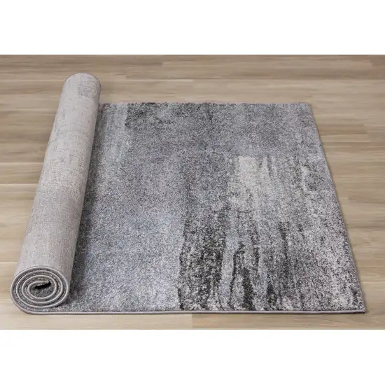 8' White And Gray Abstract Runner Rug Photo 9