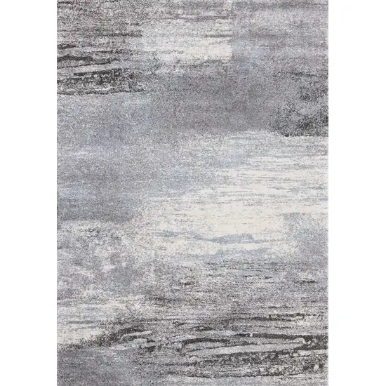 8' White And Gray Abstract Runner Rug Photo 4