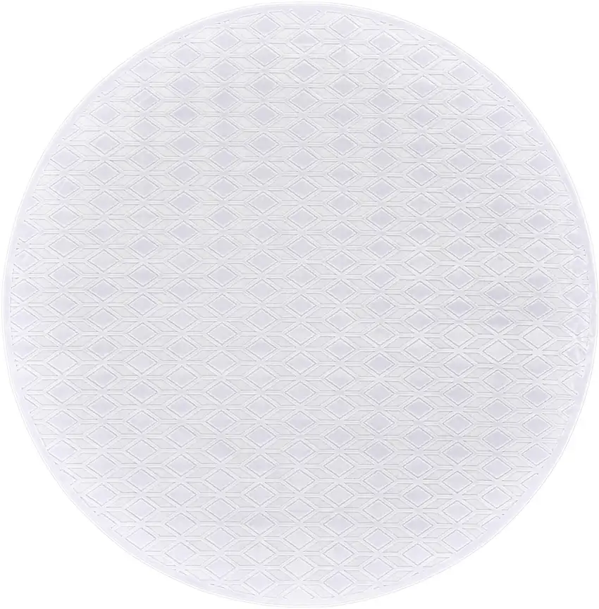 7' White And Gray Geometric Round Rug Photo 2