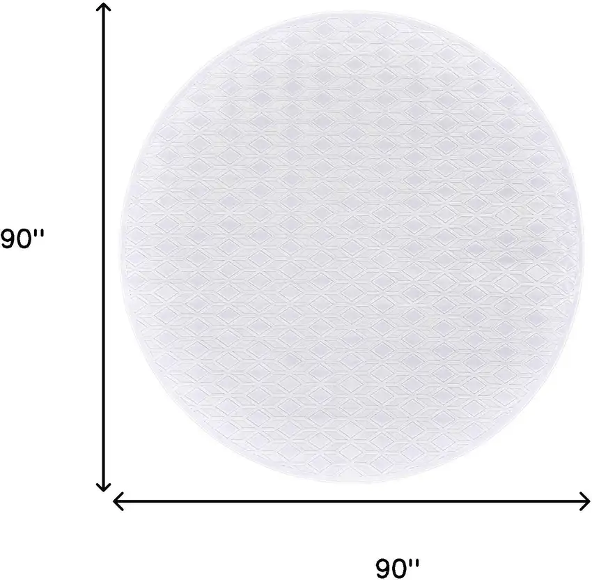 7' White And Gray Geometric Round Rug Photo 8