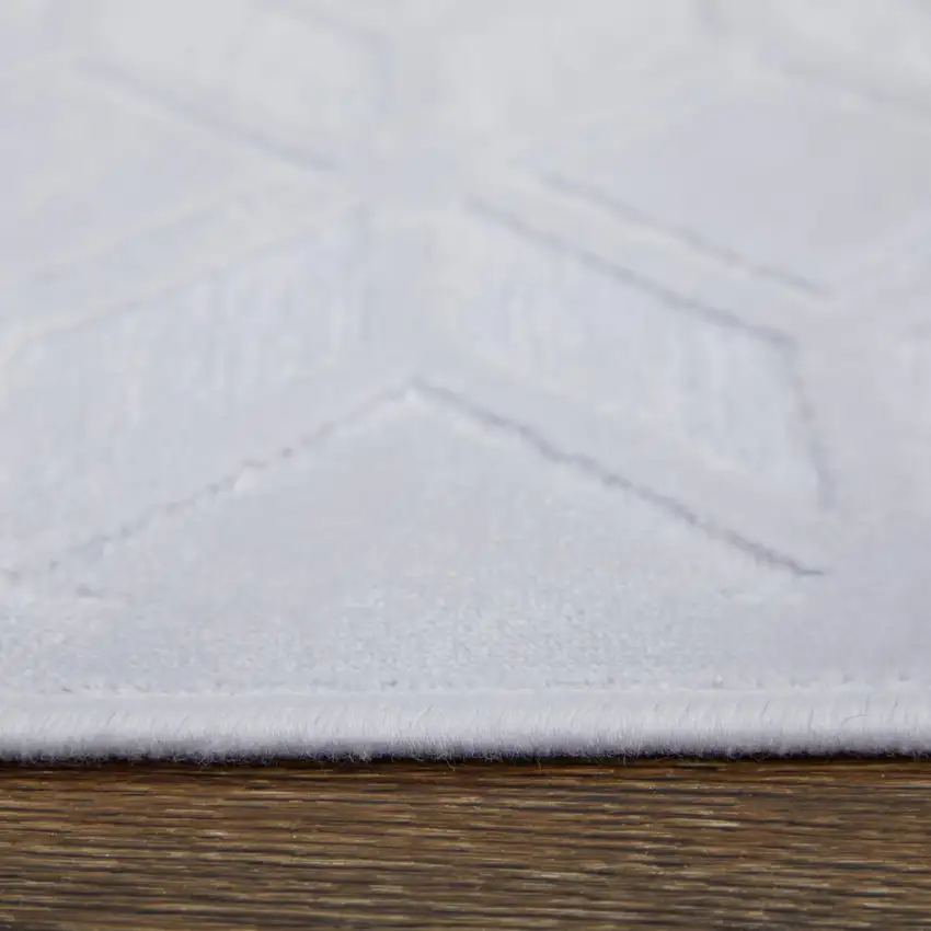 7' White And Gray Geometric Round Rug Photo 7