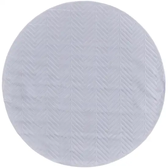 7' White And Gray Geometric Round Rug Photo 2