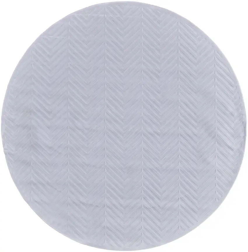 7' White And Gray Geometric Round Rug Photo 2