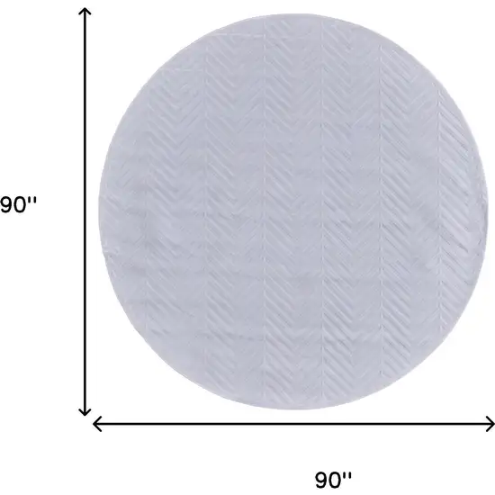 7' White And Gray Geometric Round Rug Photo 8