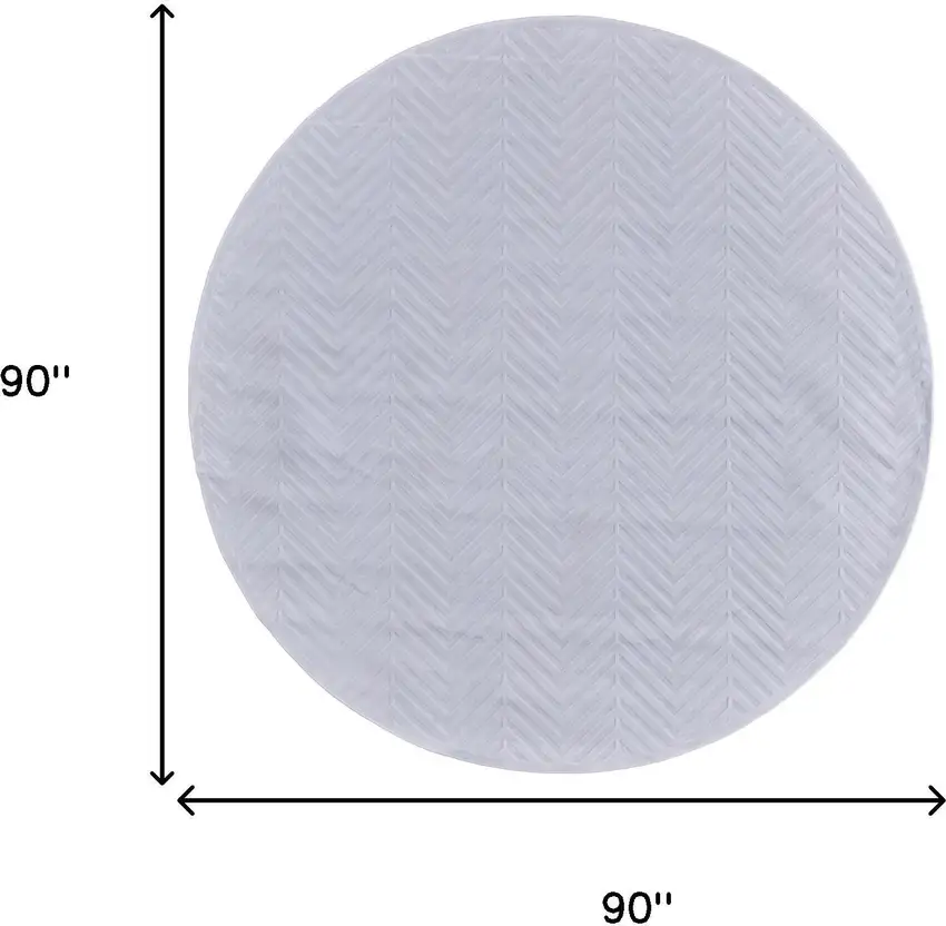 7' White And Gray Geometric Round Rug Photo 8