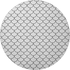 Photo of 8' White And Gray Geometric Washable Round Rug With UV Protection