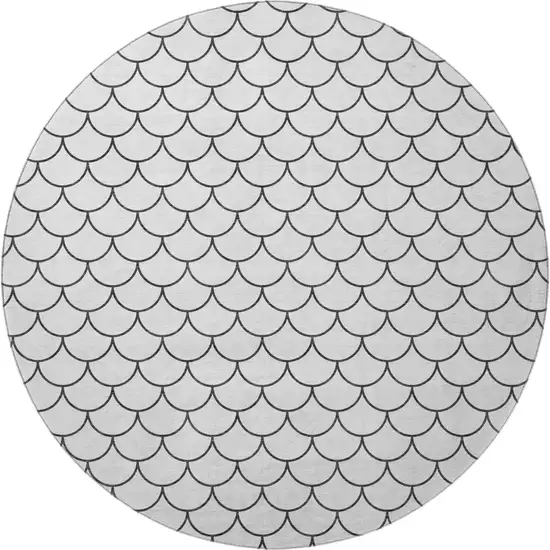 8' White And Gray Geometric Washable Round Rug With UV Protection Photo 3