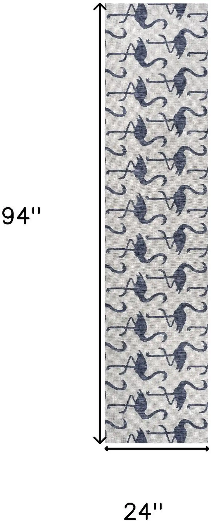 8' White And Navy Blue Animal Print Indoor Outdoor Runner Rug Photo 9