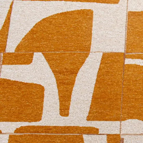 10' White And Yellow Geometric Washable Runner Rug Photo 6