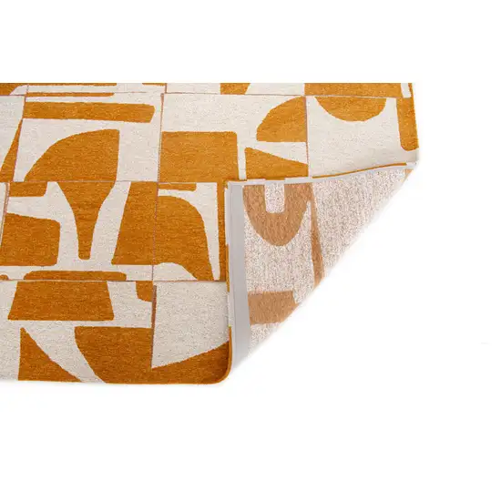 10' White And Yellow Geometric Washable Runner Rug Photo 8