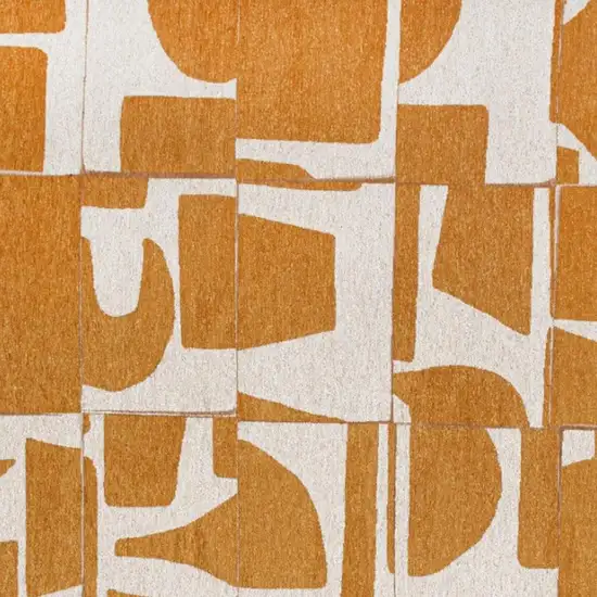 10' White And Yellow Geometric Washable Runner Rug Photo 3