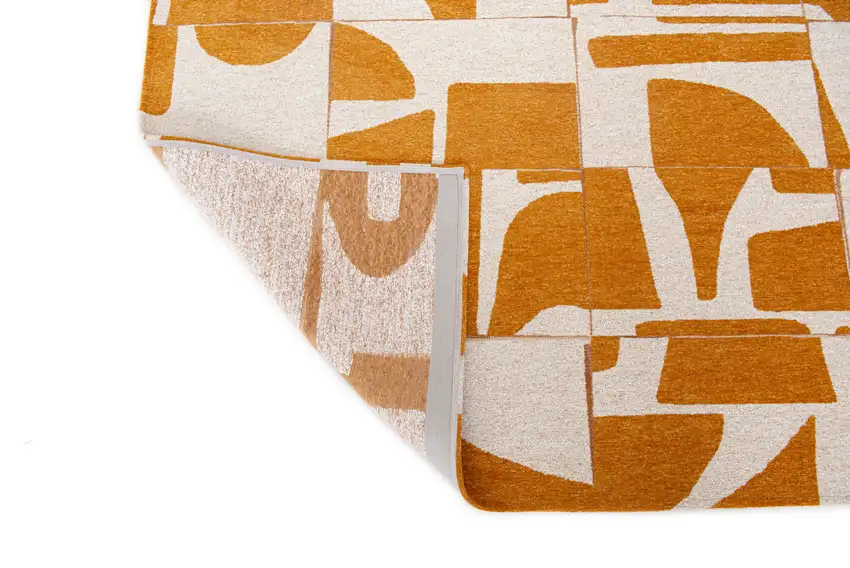 10' White And Yellow Geometric Washable Runner Rug Photo 9