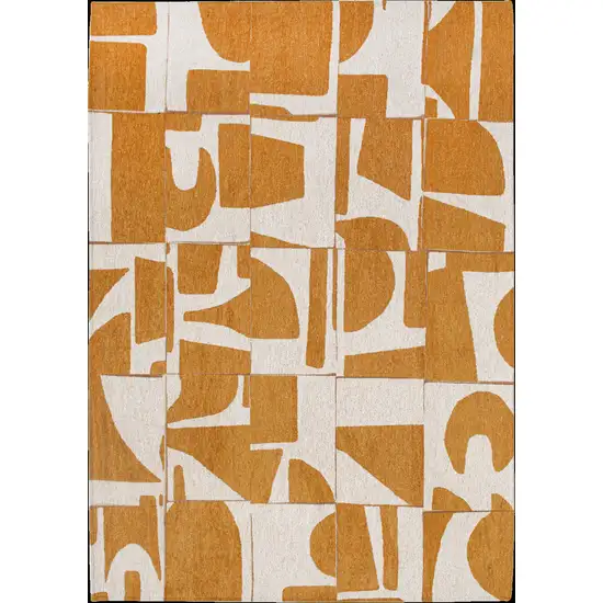 10' White And Yellow Geometric Washable Runner Rug Photo 7