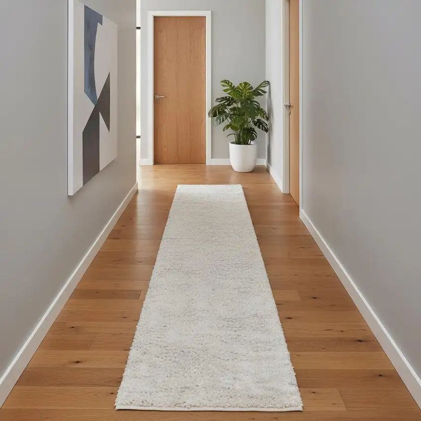 10' White Flatweave Runner Rug Photo 2