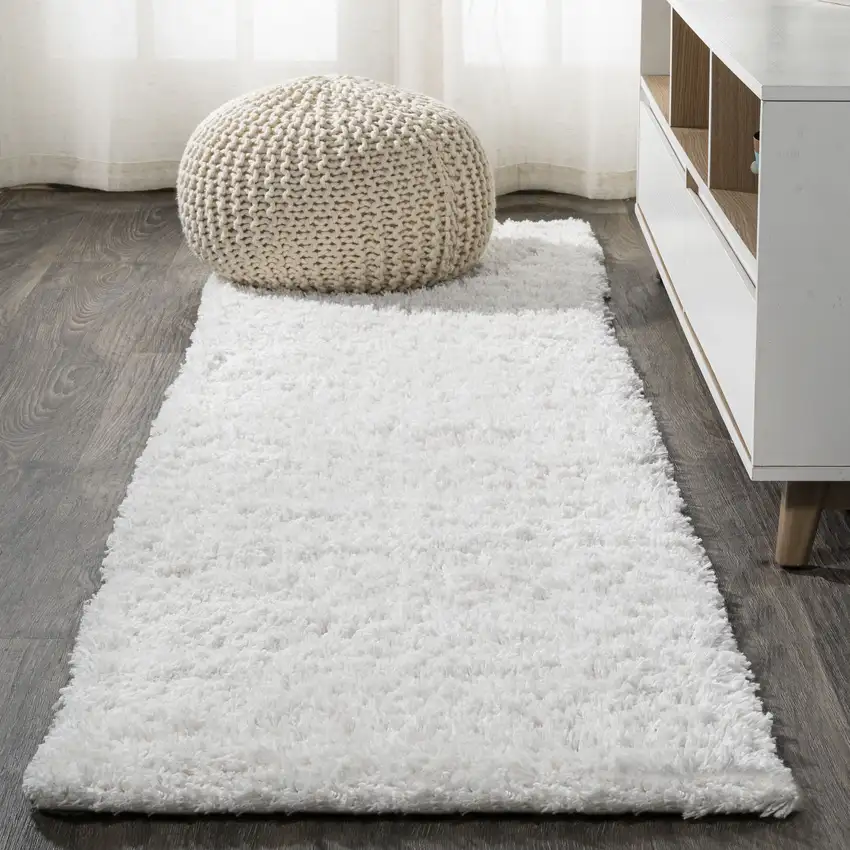 10' White Flatweave Runner Rug Photo 3