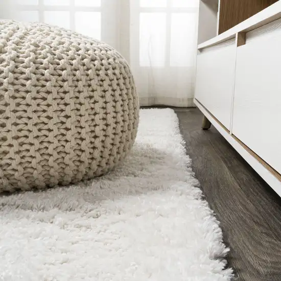 8' White Flatweave Runner Rug Photo 5