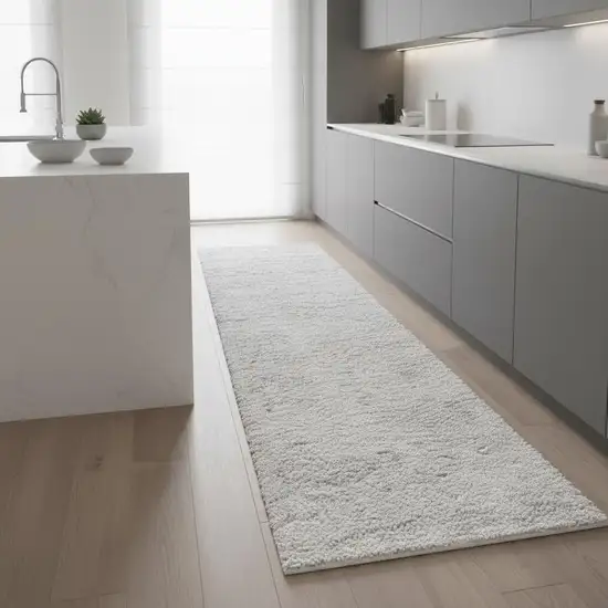 8' White Flatweave Runner Rug Photo 2