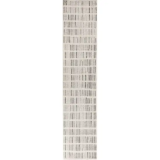 10' White Geometric Runner Rug Photo 6