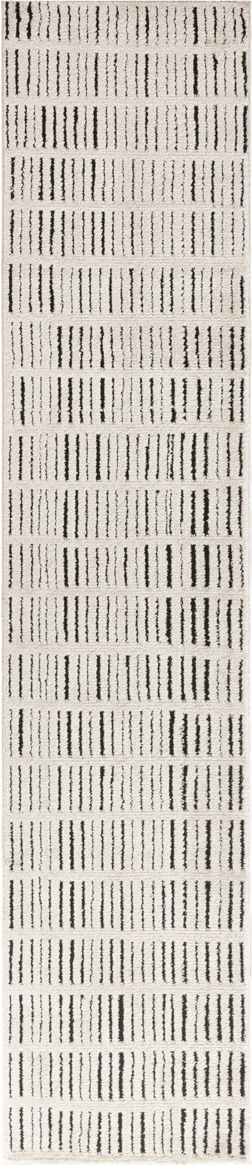 10' White Geometric Runner Rug Photo 6