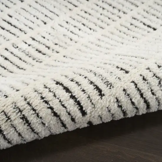 10' White Geometric Runner Rug Photo 9