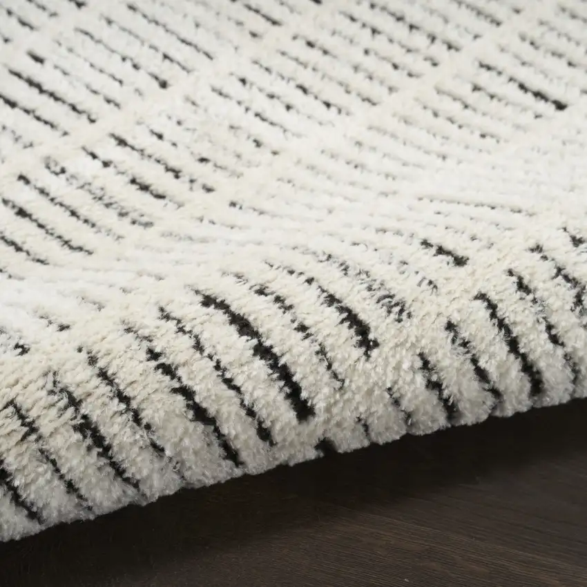 10' White Geometric Runner Rug Photo 9