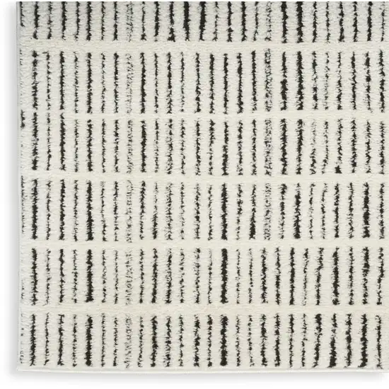 6' White Geometric Runner Rug Photo 3