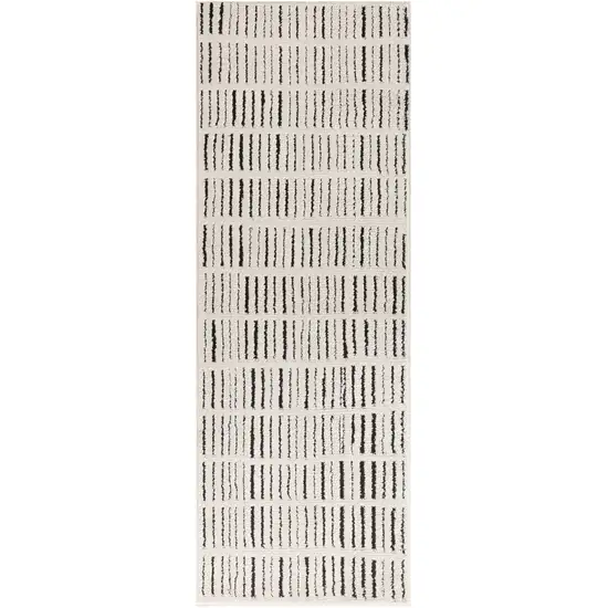 6' White Geometric Runner Rug Photo 9