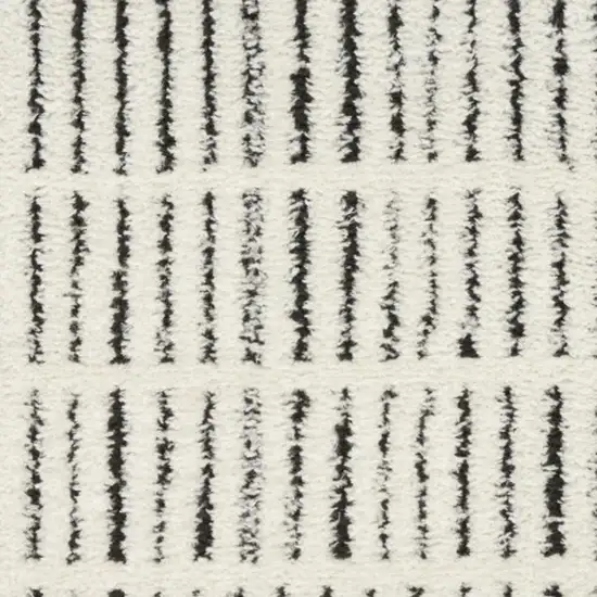 6' White Geometric Runner Rug Photo 2