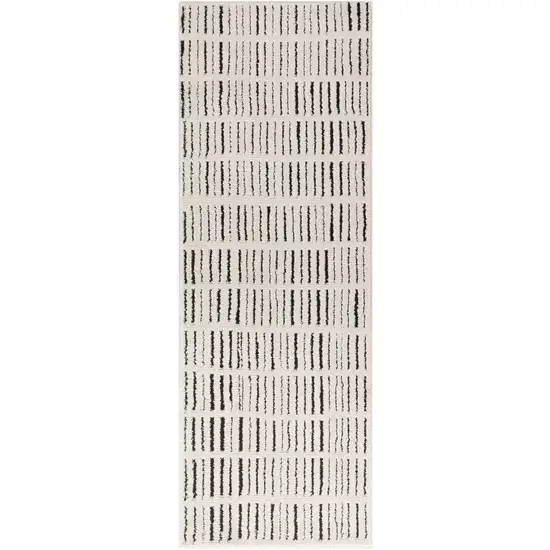 6' White Geometric Runner Rug Photo 6